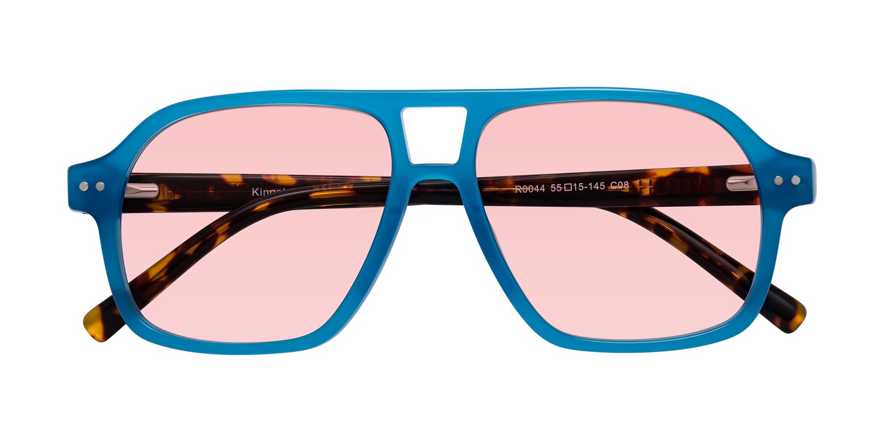 Folded Front of Kingston in Sky Blue-Tortoise with Light Garnet Tinted Lenses