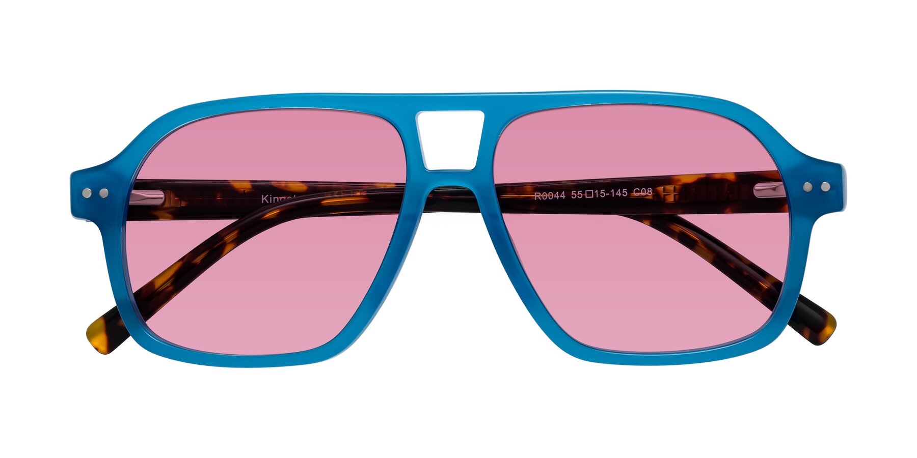 Folded Front of Kingston in Sky Blue-Tortoise with Medium Wine Tinted Lenses