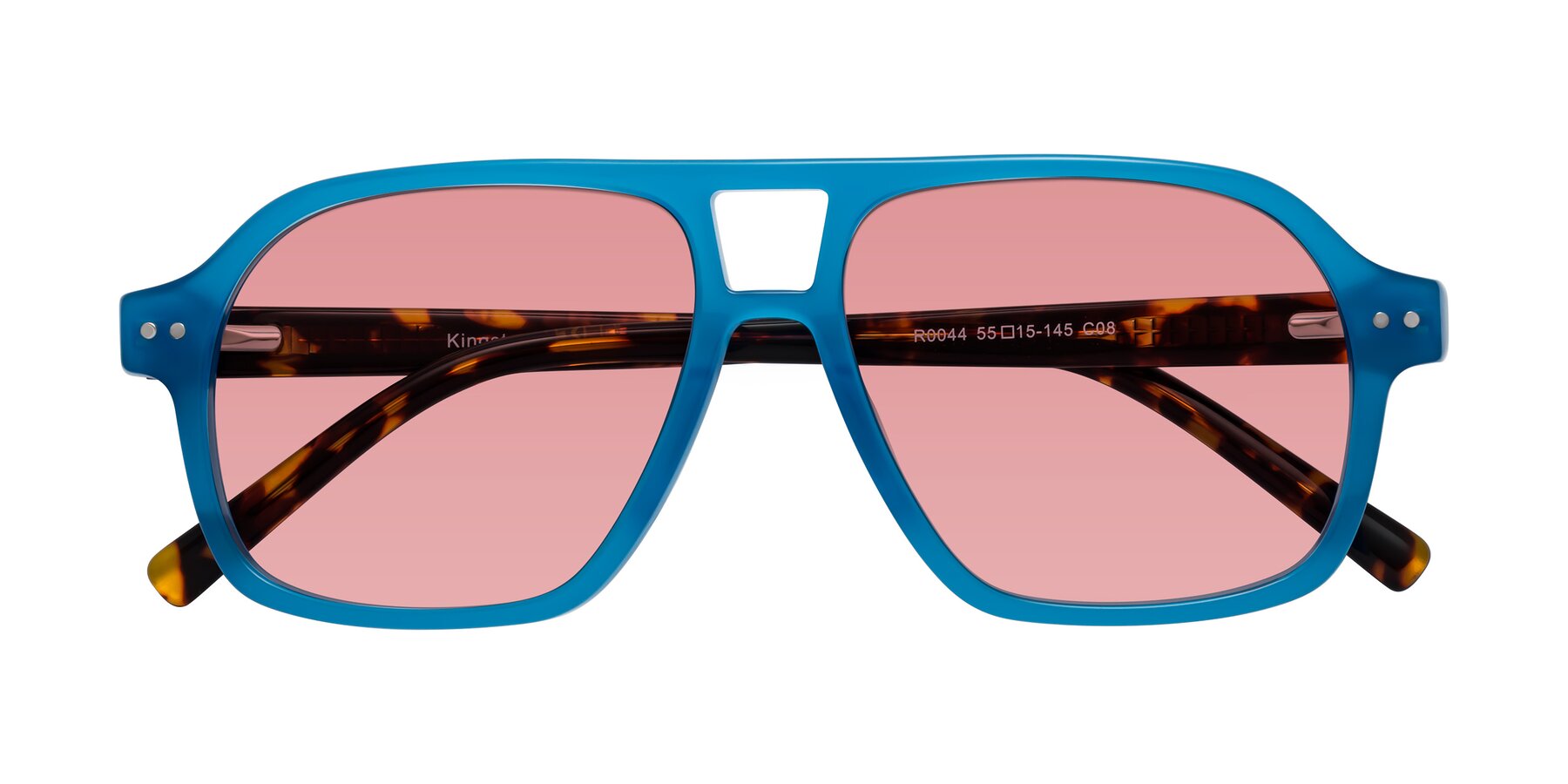 Folded Front of Kingston in Sky Blue-Tortoise with Medium Garnet Tinted Lenses