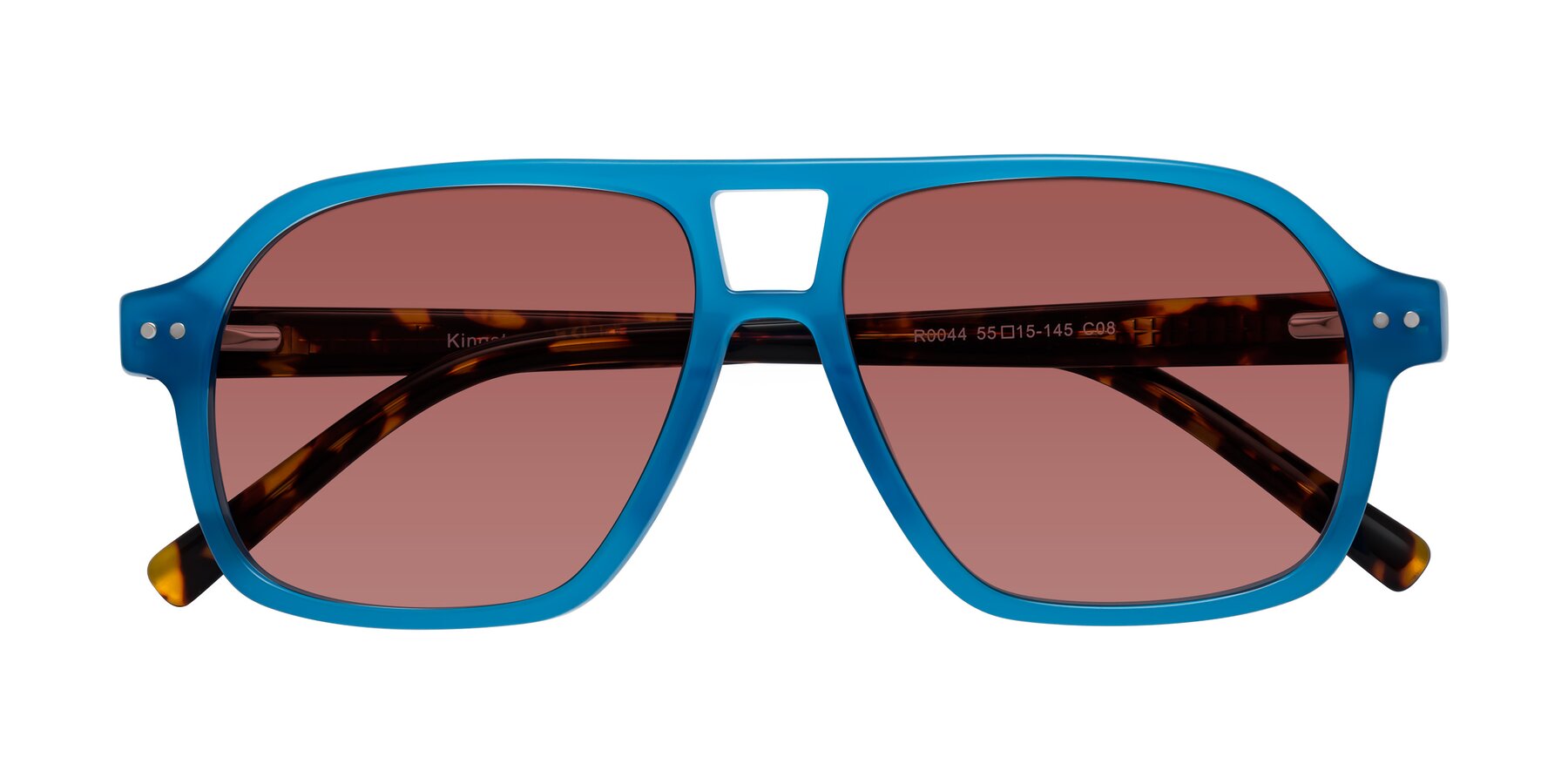 Folded Front of Kingston in Sky Blue-Tortoise with Garnet Tinted Lenses