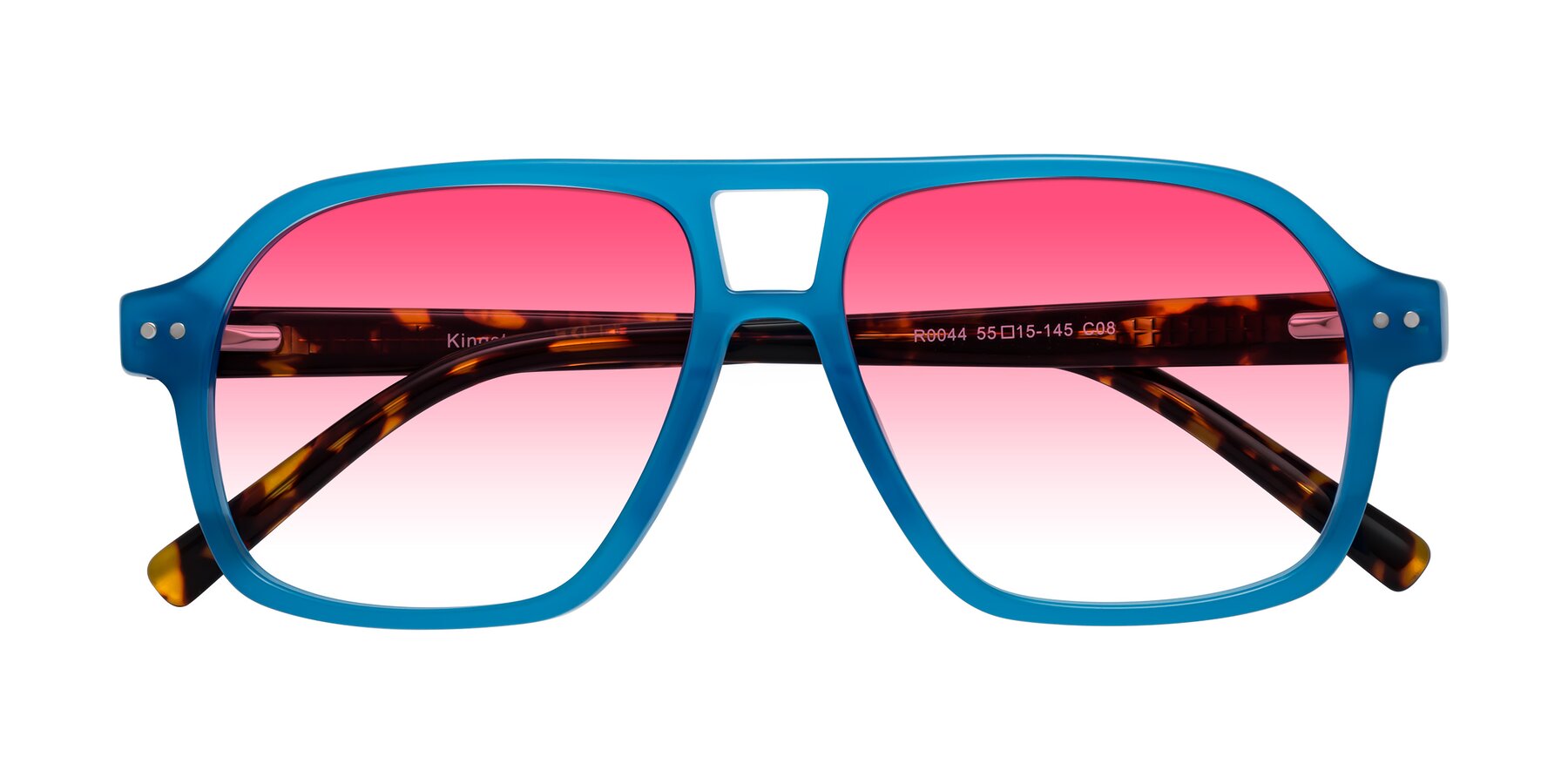 Folded Front of Kingston in Sky Blue-Tortoise with Pink Gradient Lenses