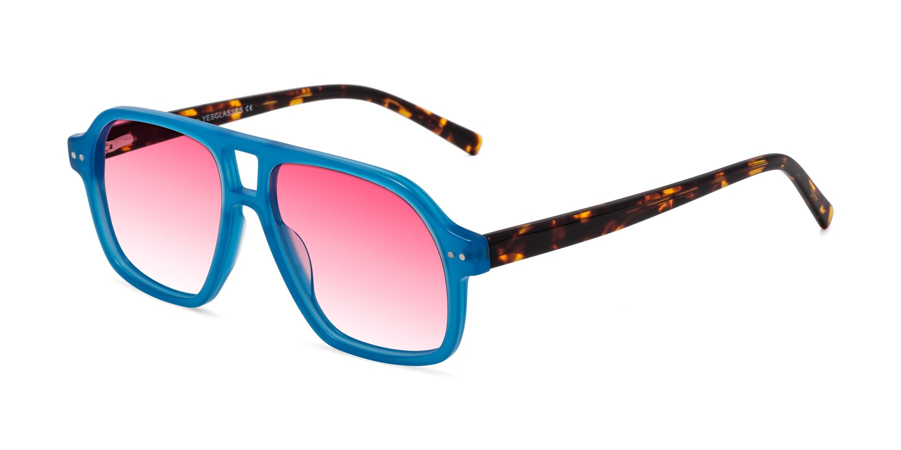 Angle of Kingston in Sky Blue-Tortoise with Pink Gradient Lenses