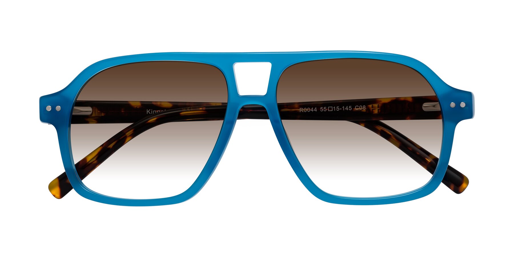 Folded Front of Kingston in Sky Blue-Tortoise with Brown Gradient Lenses