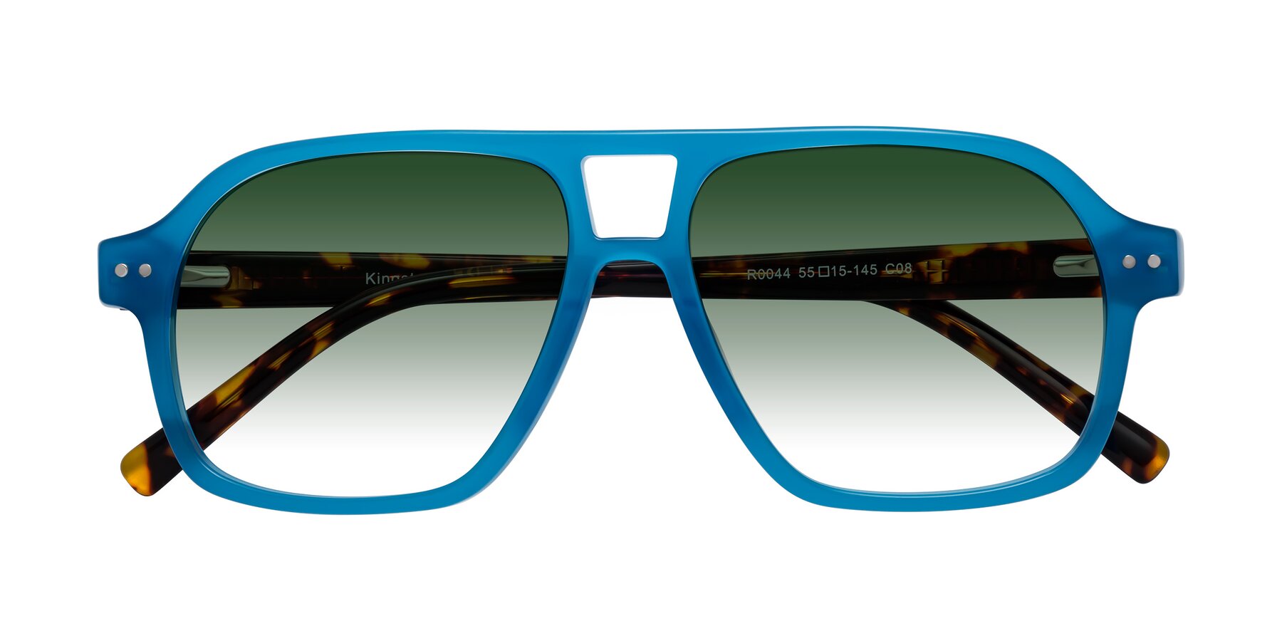 Folded Front of Kingston in Sky Blue-Tortoise with Green Gradient Lenses