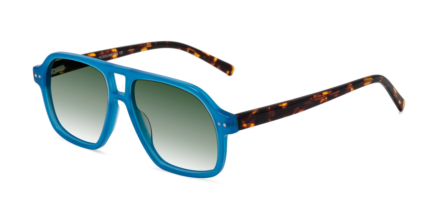 Angle of Kingston in Sky Blue-Tortoise with Green Gradient Lenses