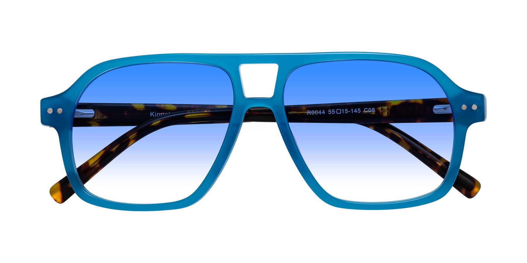 Folded Front of Kingston in Sky Blue-Tortoise with Blue Gradient Lenses