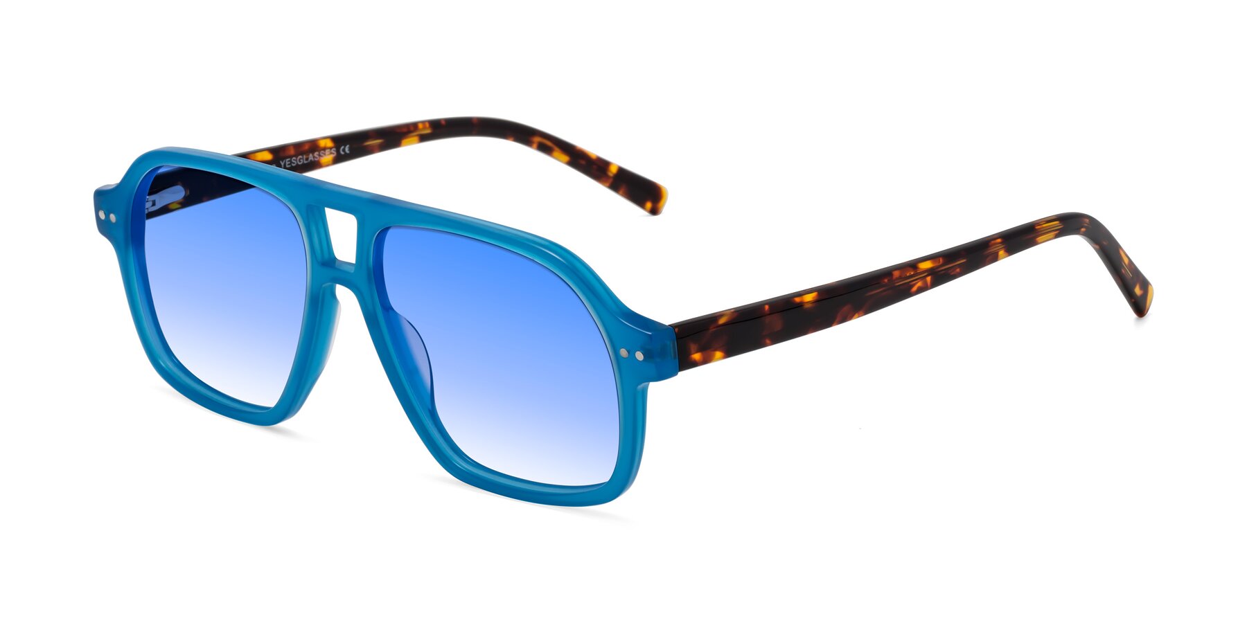 Angle of Kingston in Sky Blue-Tortoise with Blue Gradient Lenses