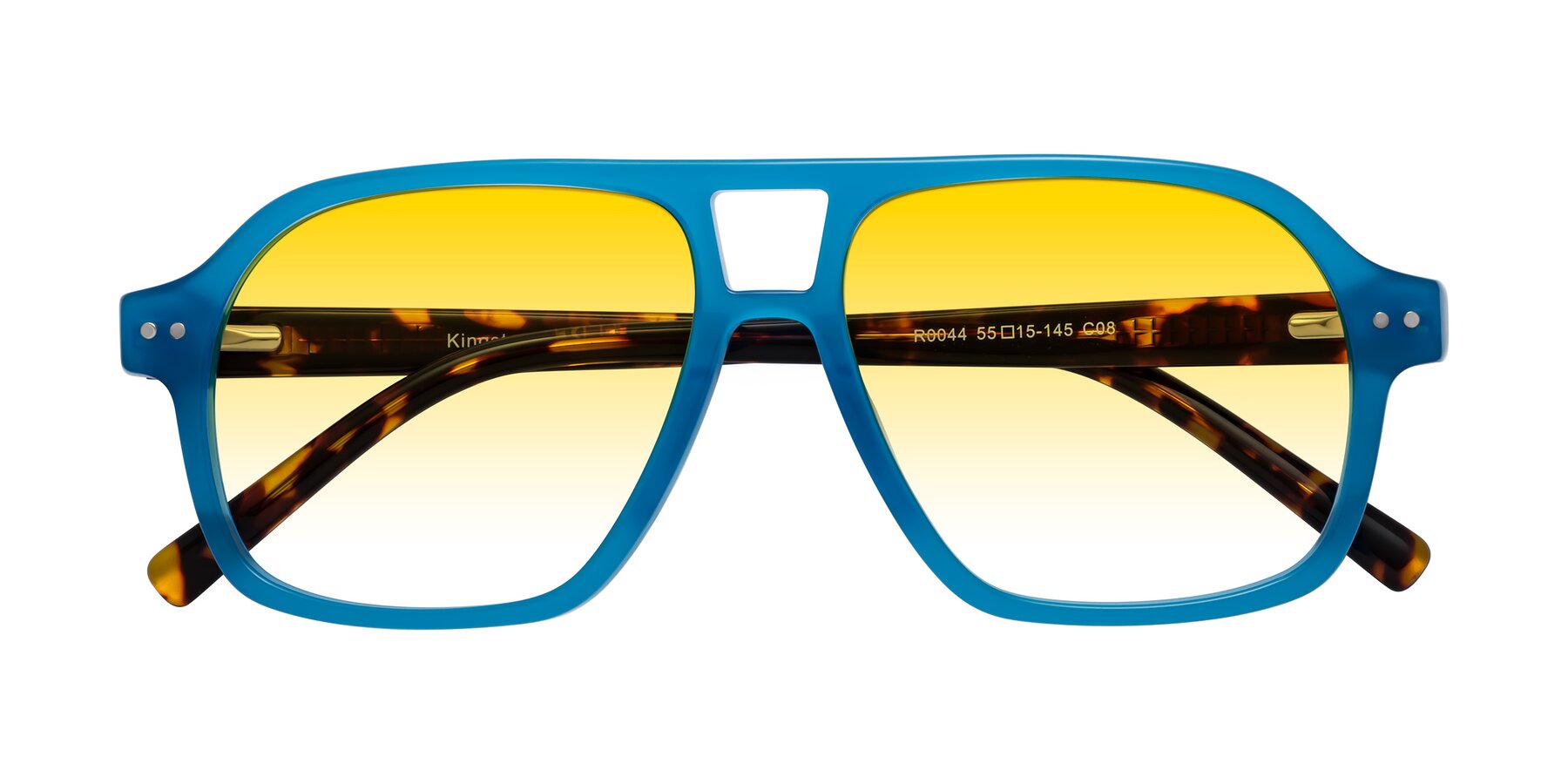 Folded Front of Kingston in Sky Blue-Tortoise with Yellow Gradient Lenses