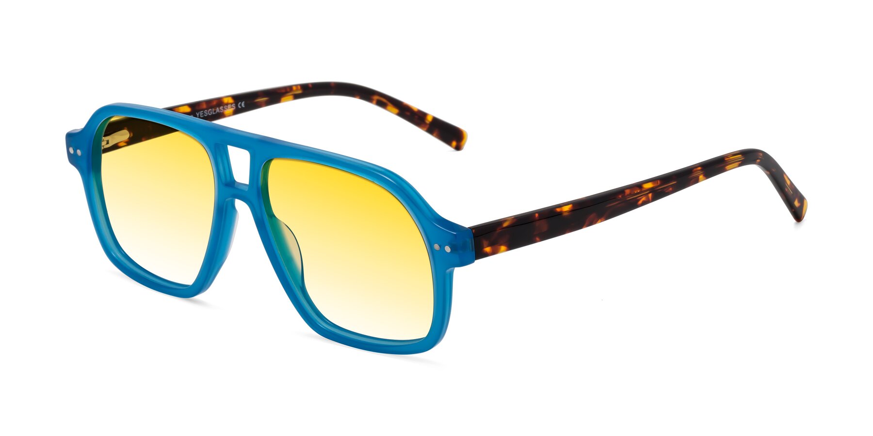 Angle of Kingston in Sky Blue-Tortoise with Yellow Gradient Lenses