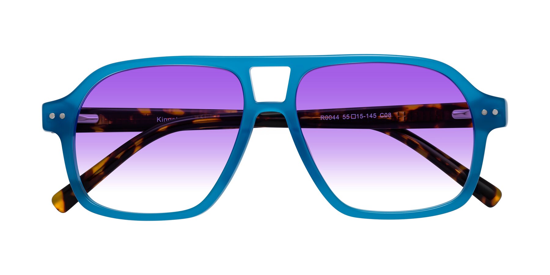 Folded Front of Kingston in Sky Blue-Tortoise with Purple Gradient Lenses