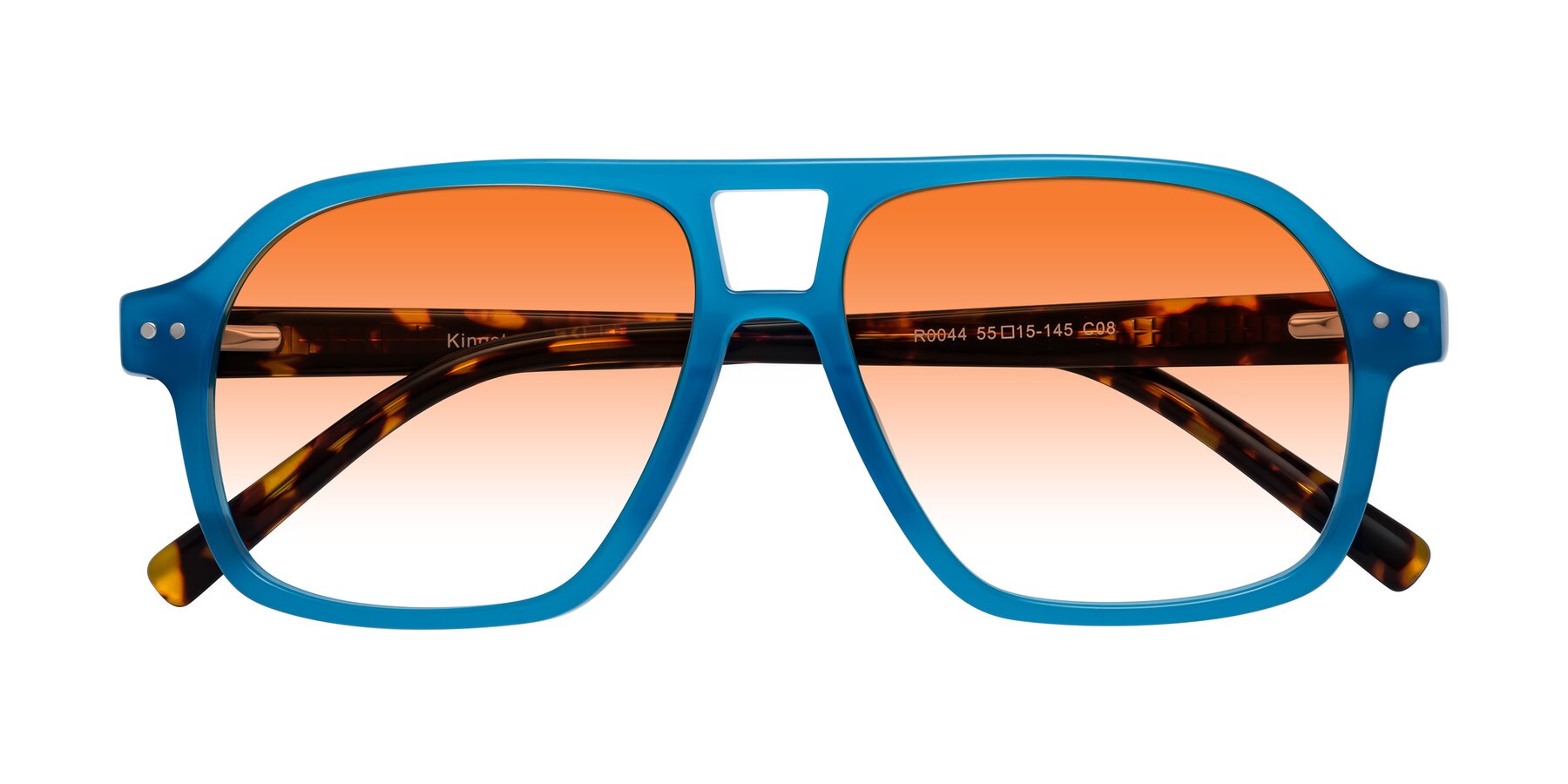 Folded Front of Kingston in Sky Blue-Tortoise with Orange Gradient Lenses