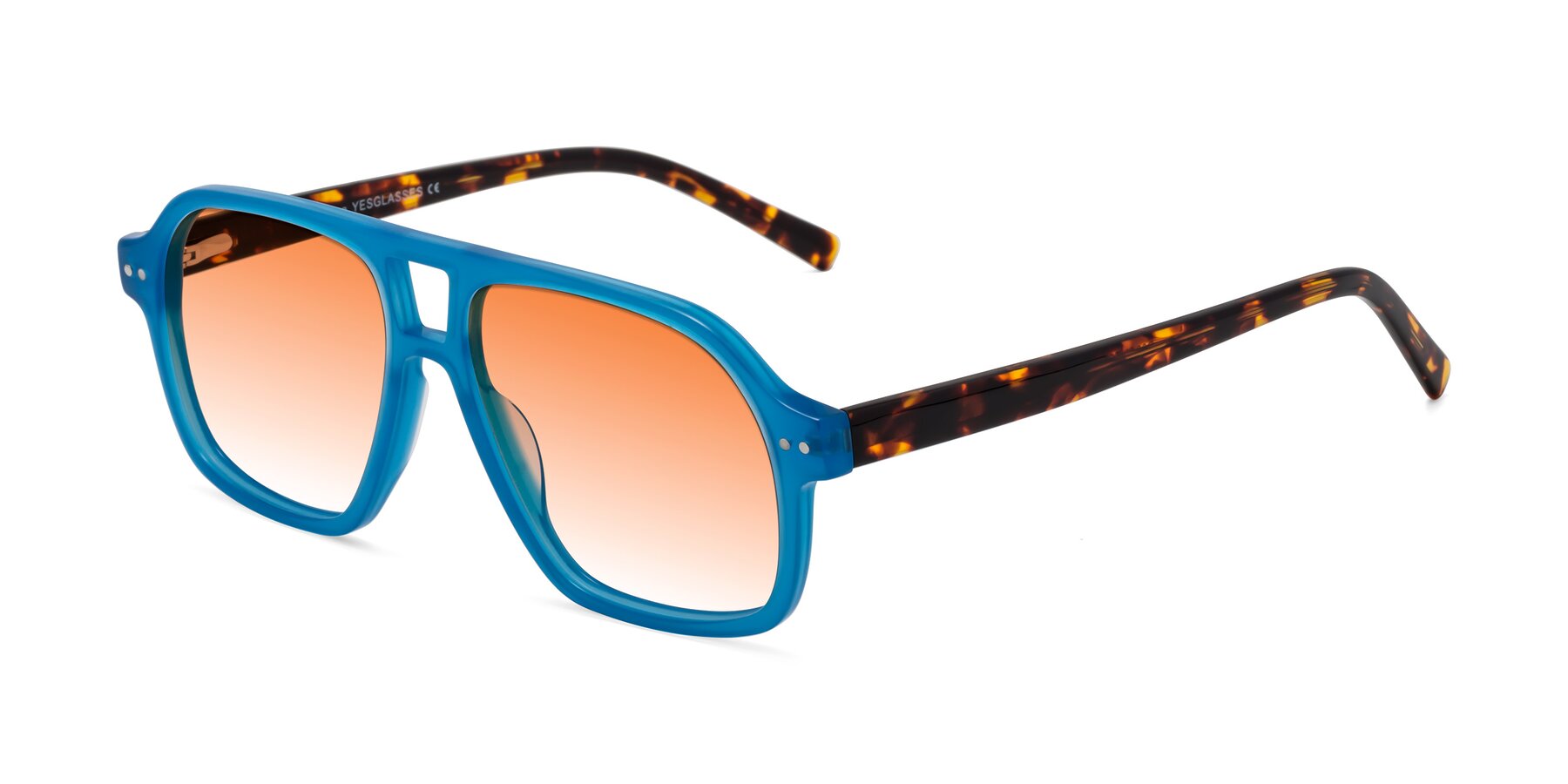 Angle of Kingston in Sky Blue-Tortoise with Orange Gradient Lenses