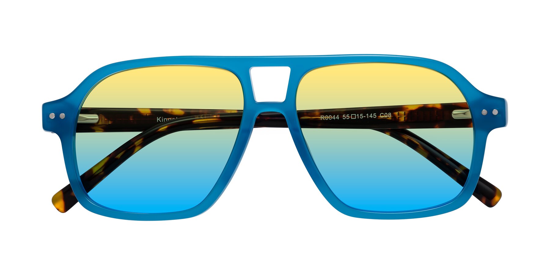 Folded Front of Kingston in Sky Blue-Tortoise with Yellow / Blue Gradient Lenses