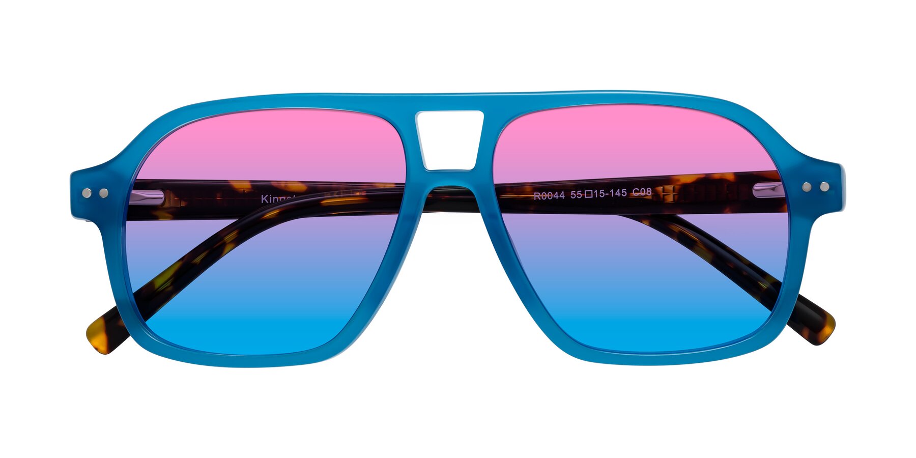 Folded Front of Kingston in Sky Blue-Tortoise with Pink / Blue Gradient Lenses