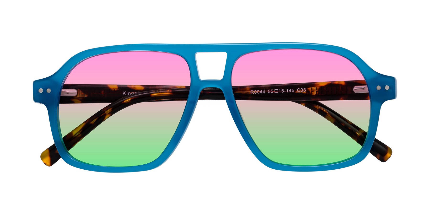 Folded Front of Kingston in Sky Blue-Tortoise with Pink / Green Gradient Lenses