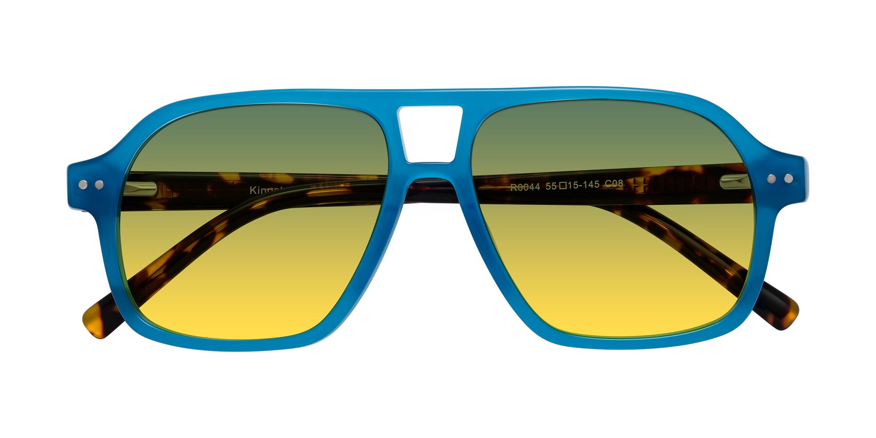 Folded Front of Kingston in Sky Blue-Tortoise with Green / Yellow Gradient Lenses