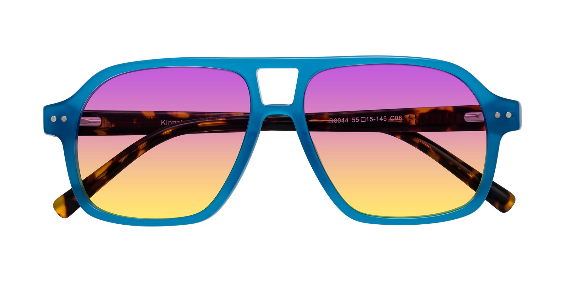 Folded Front of Kingston in Sky Blue-Tortoise with Purple / Yellow Gradient Lenses