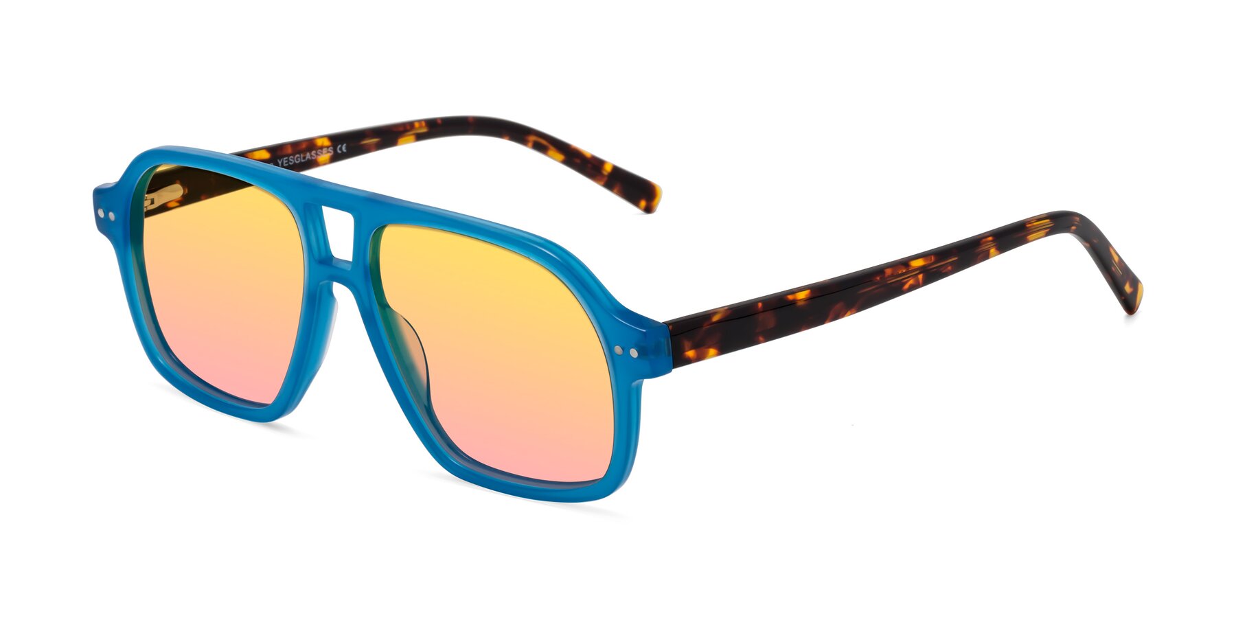 Angle of Kingston in Sky Blue-Tortoise with Yellow / Pink Gradient Lenses