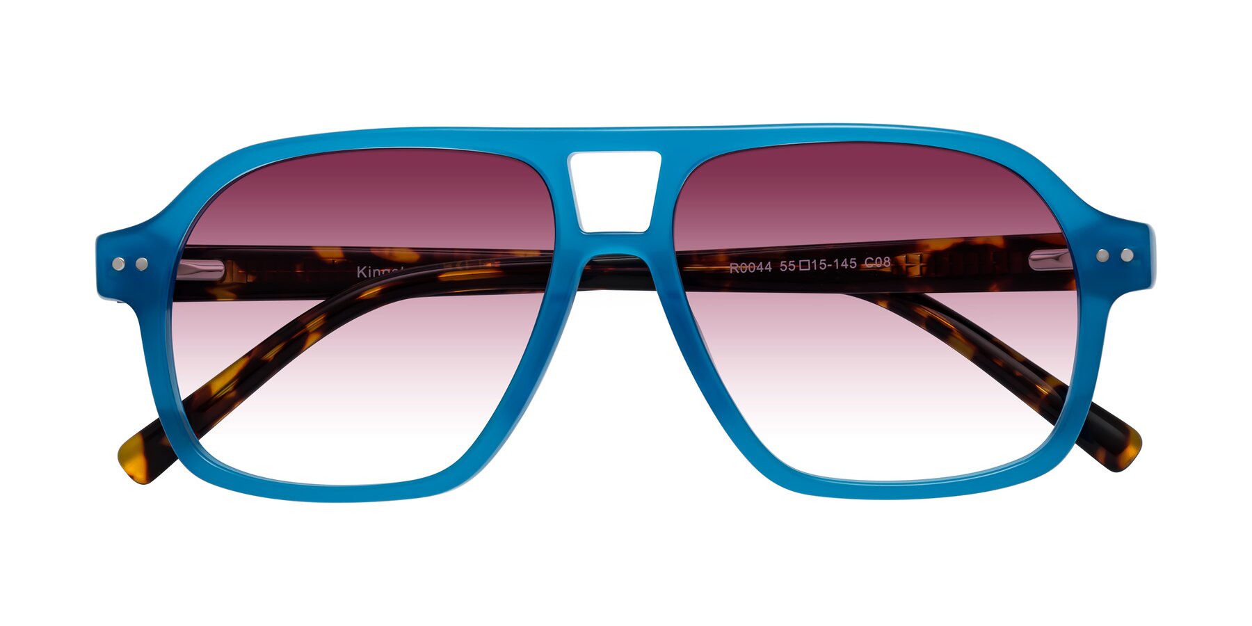 Folded Front of Kingston in Sky Blue-Tortoise with Wine Gradient Lenses