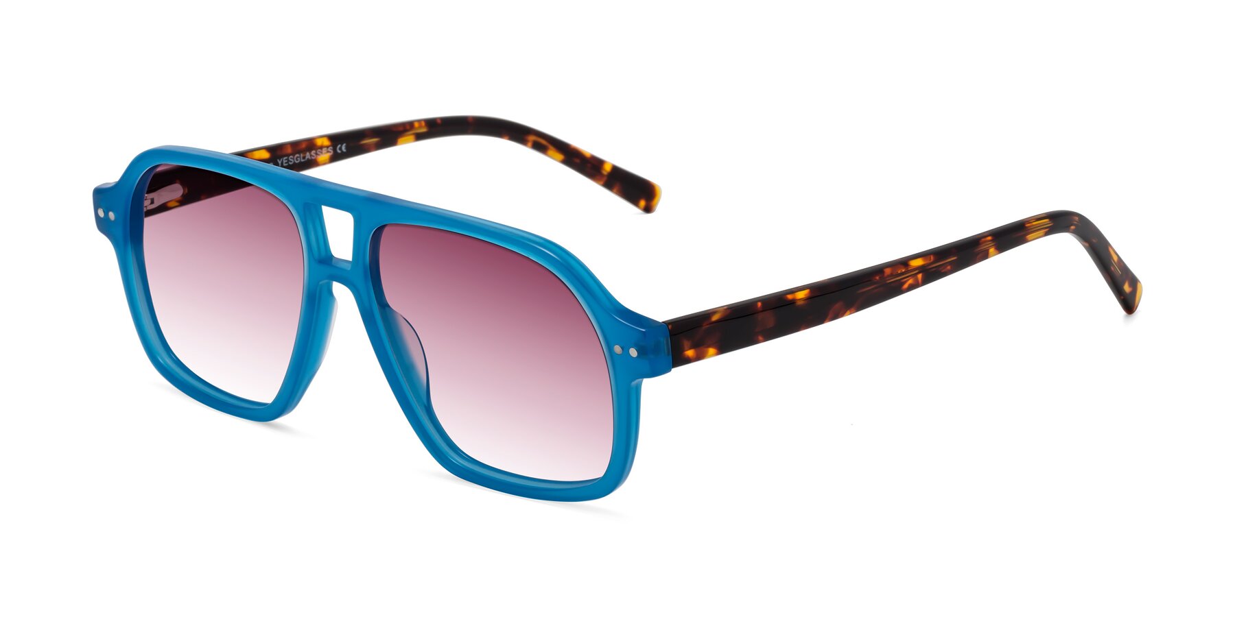 Angle of Kingston in Sky Blue-Tortoise with Wine Gradient Lenses