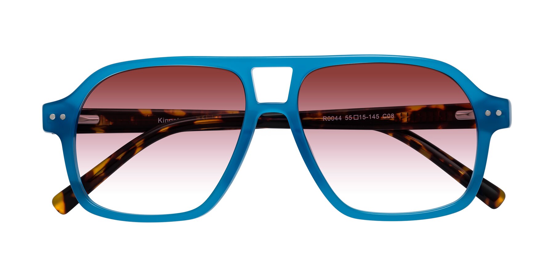 Folded Front of Kingston in Sky Blue-Tortoise with Garnet Gradient Lenses