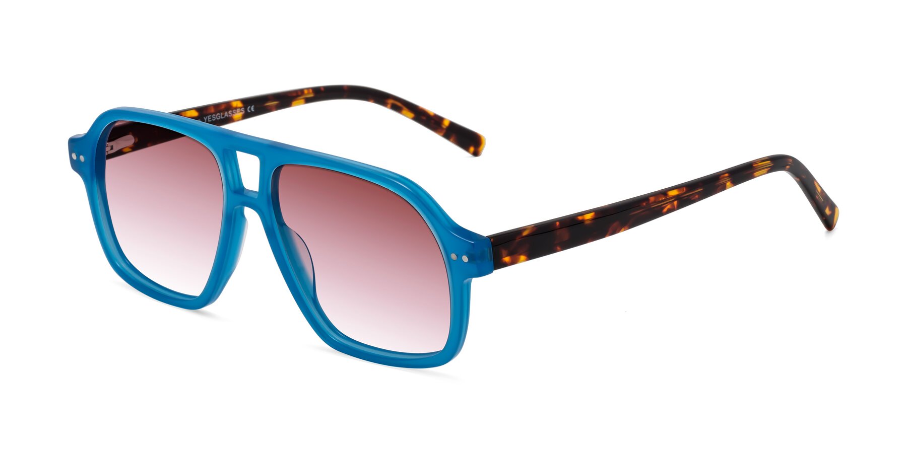 Angle of Kingston in Sky Blue-Tortoise with Garnet Gradient Lenses