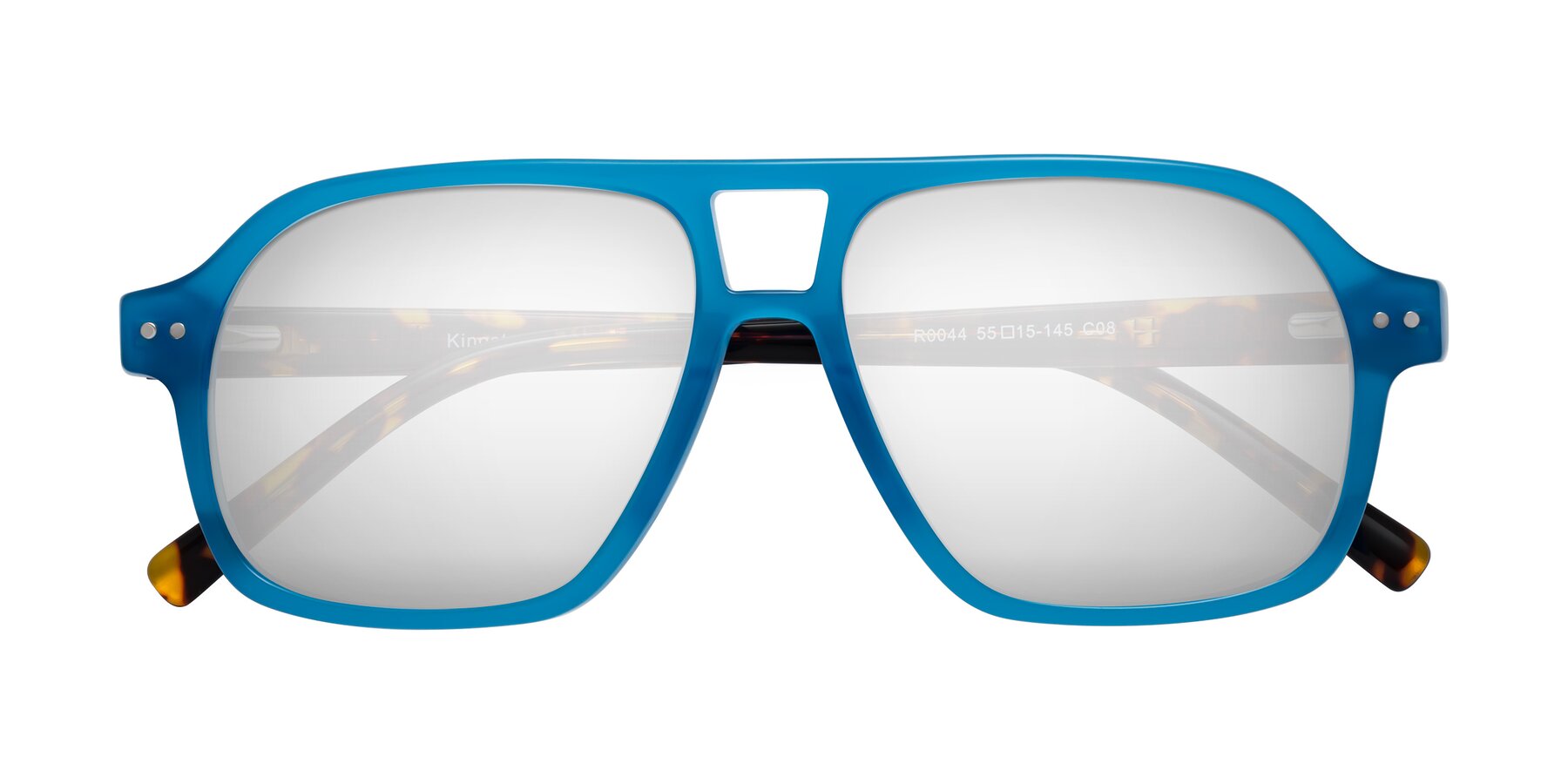 Folded Front of Kingston in Sky Blue-Tortoise with Silver Mirrored Lenses