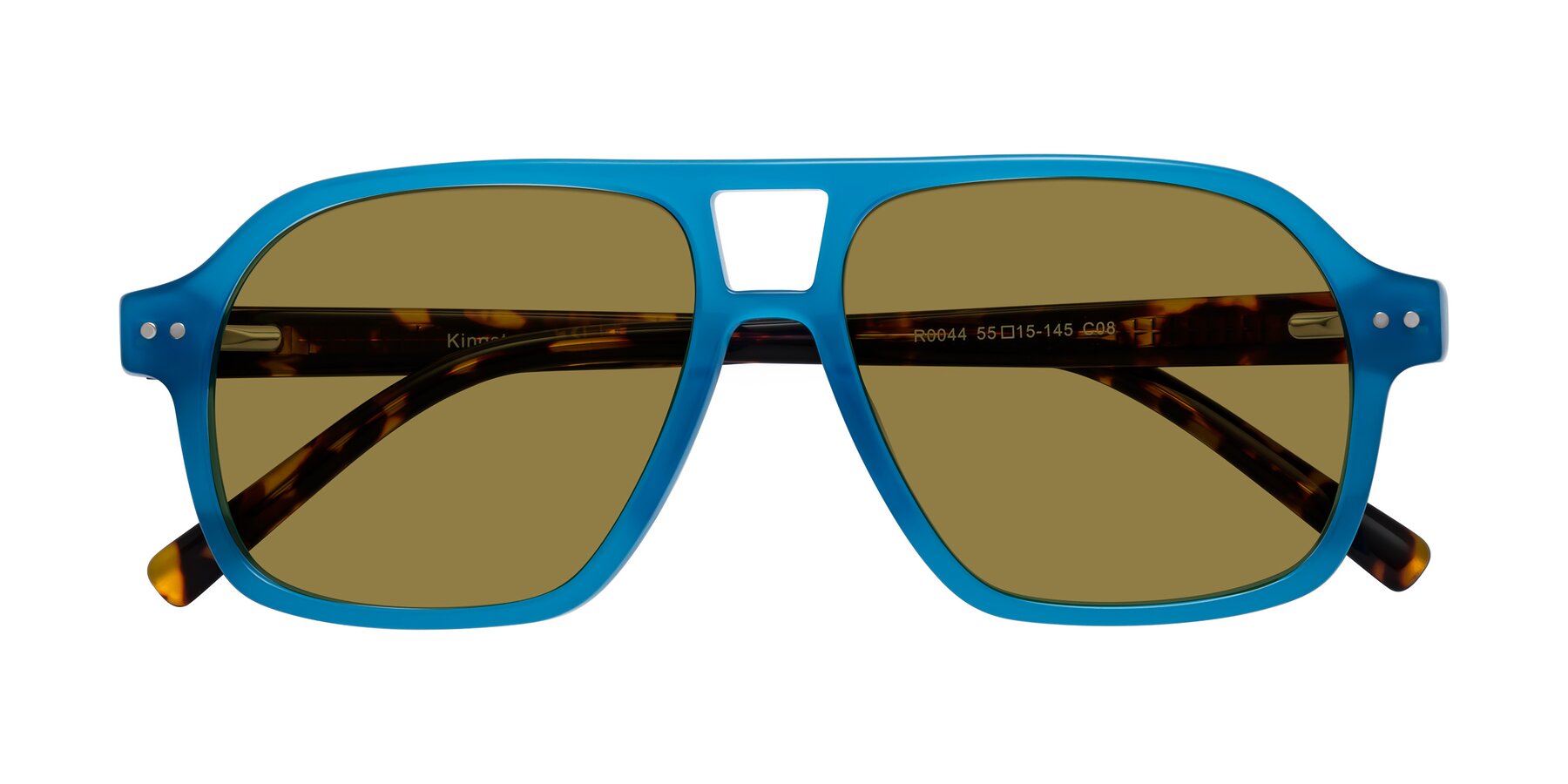 Folded Front of Kingston in Sky Blue-Tortoise with Brown Polarized Lenses