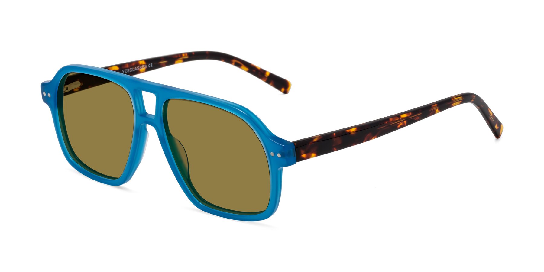 Angle of Kingston in Sky Blue-Tortoise with Brown Polarized Lenses