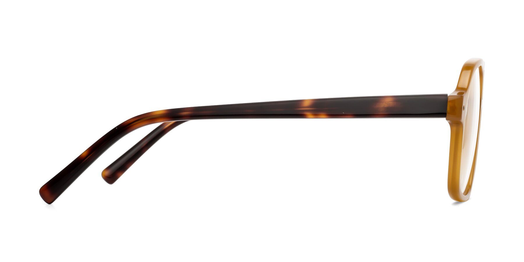 Side of Kingston in Caramel-Tortoise with Clear Blue Light Blocking Lenses