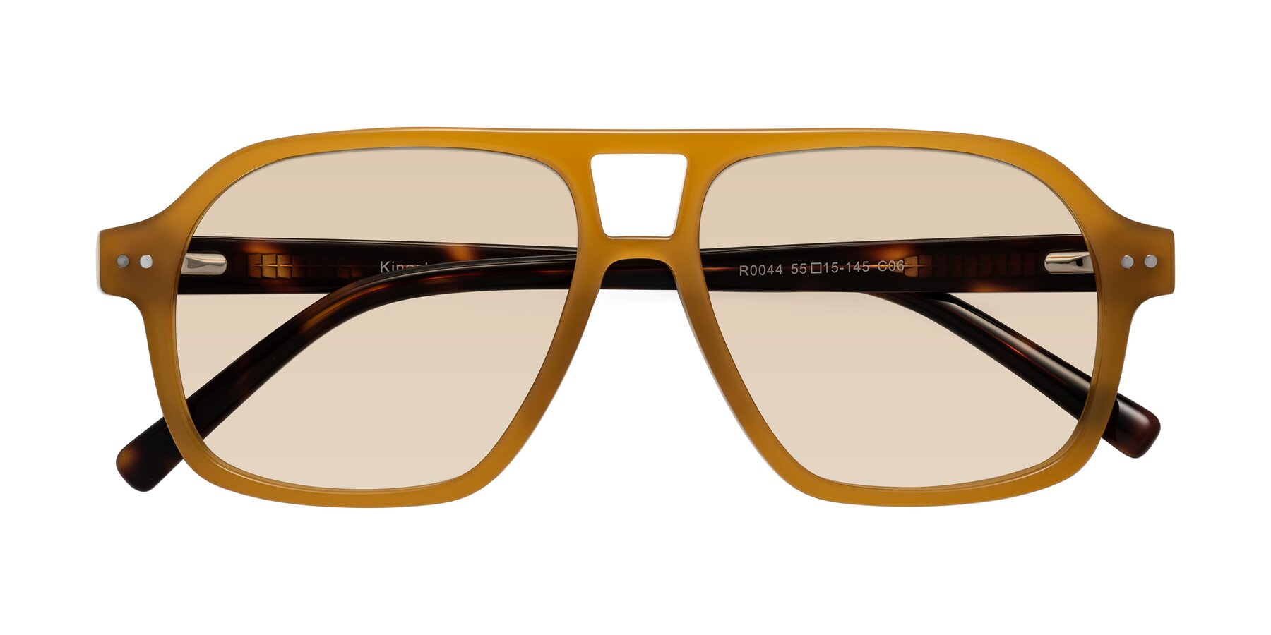 Folded Front of Kingston in Caramel-Tortoise with Light Brown Tinted Lenses