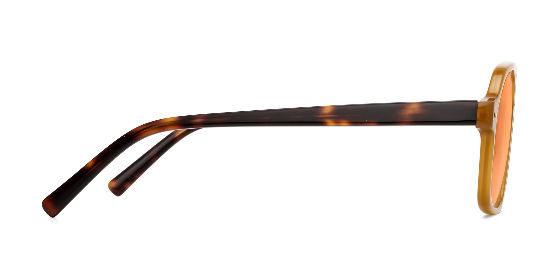 Side of Kingston in Caramel-Tortoise with Medium Orange Tinted Lenses