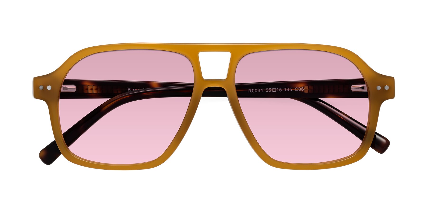 Folded Front of Kingston in Caramel-Tortoise with Light Wine Tinted Lenses