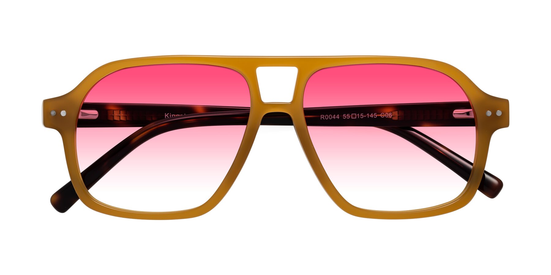 Folded Front of Kingston in Caramel-Tortoise with Pink Gradient Lenses