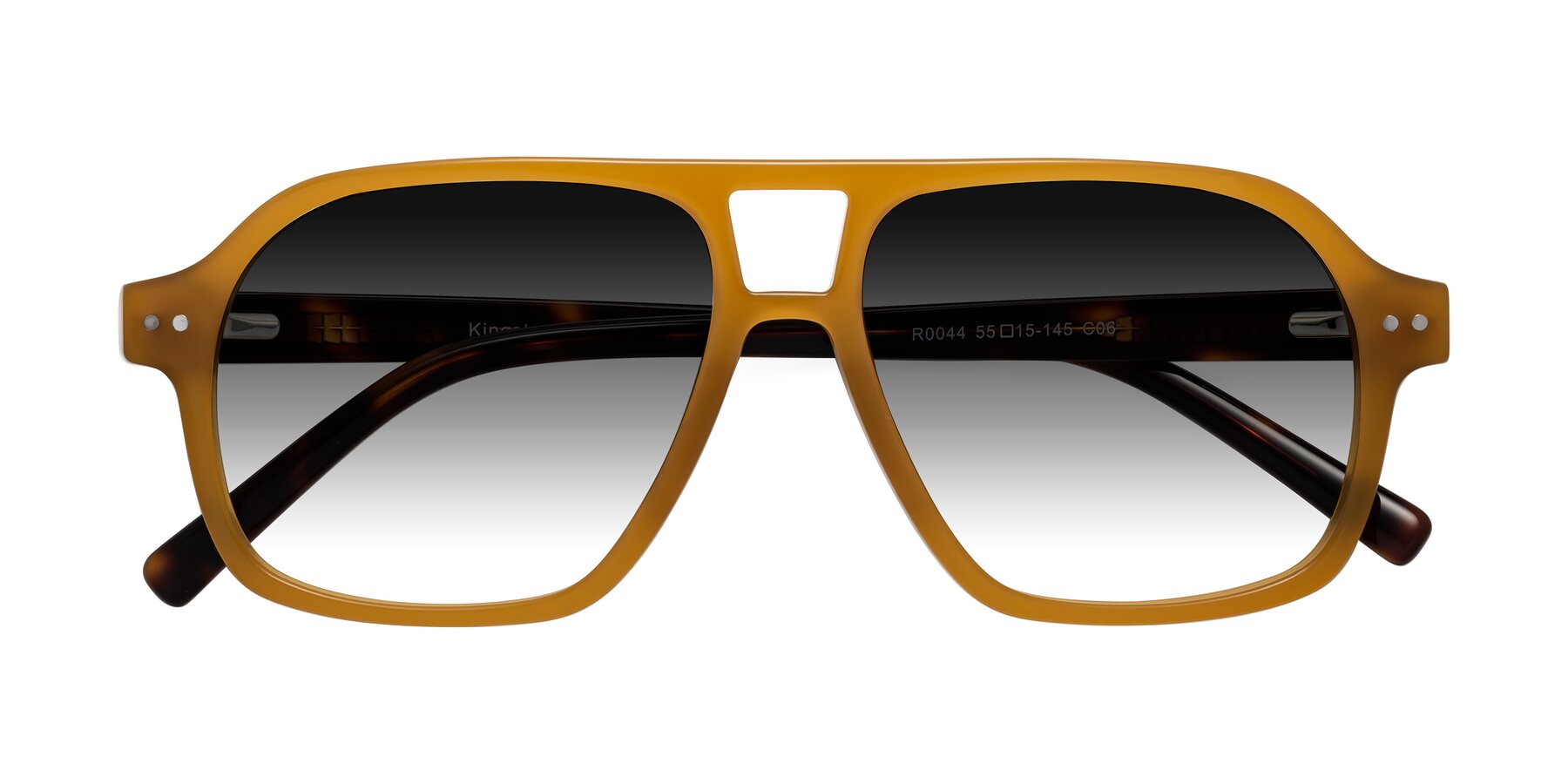 Folded Front of Kingston in Caramel-Tortoise with Gray Gradient Lenses