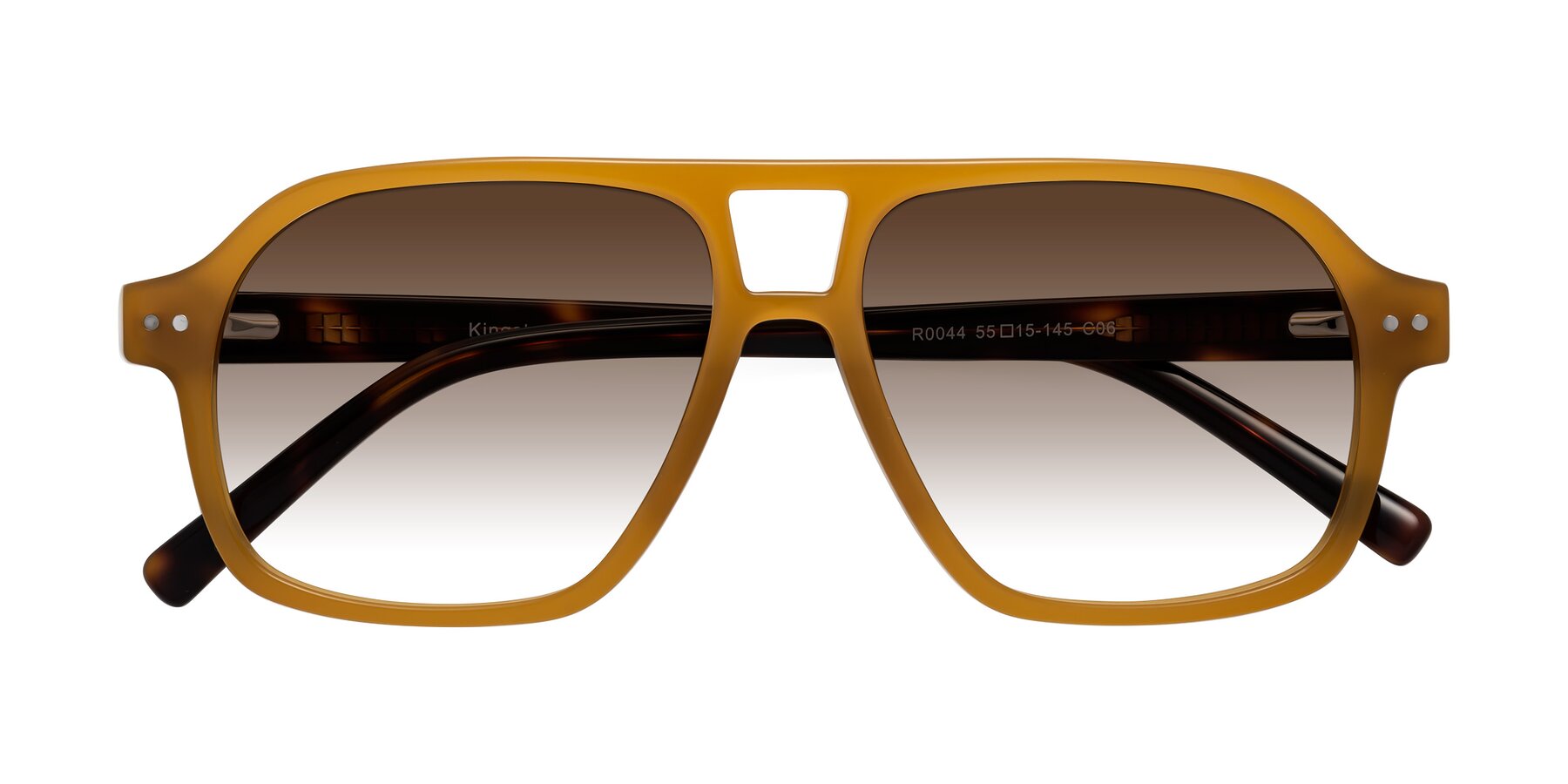 Folded Front of Kingston in Caramel-Tortoise with Brown Gradient Lenses