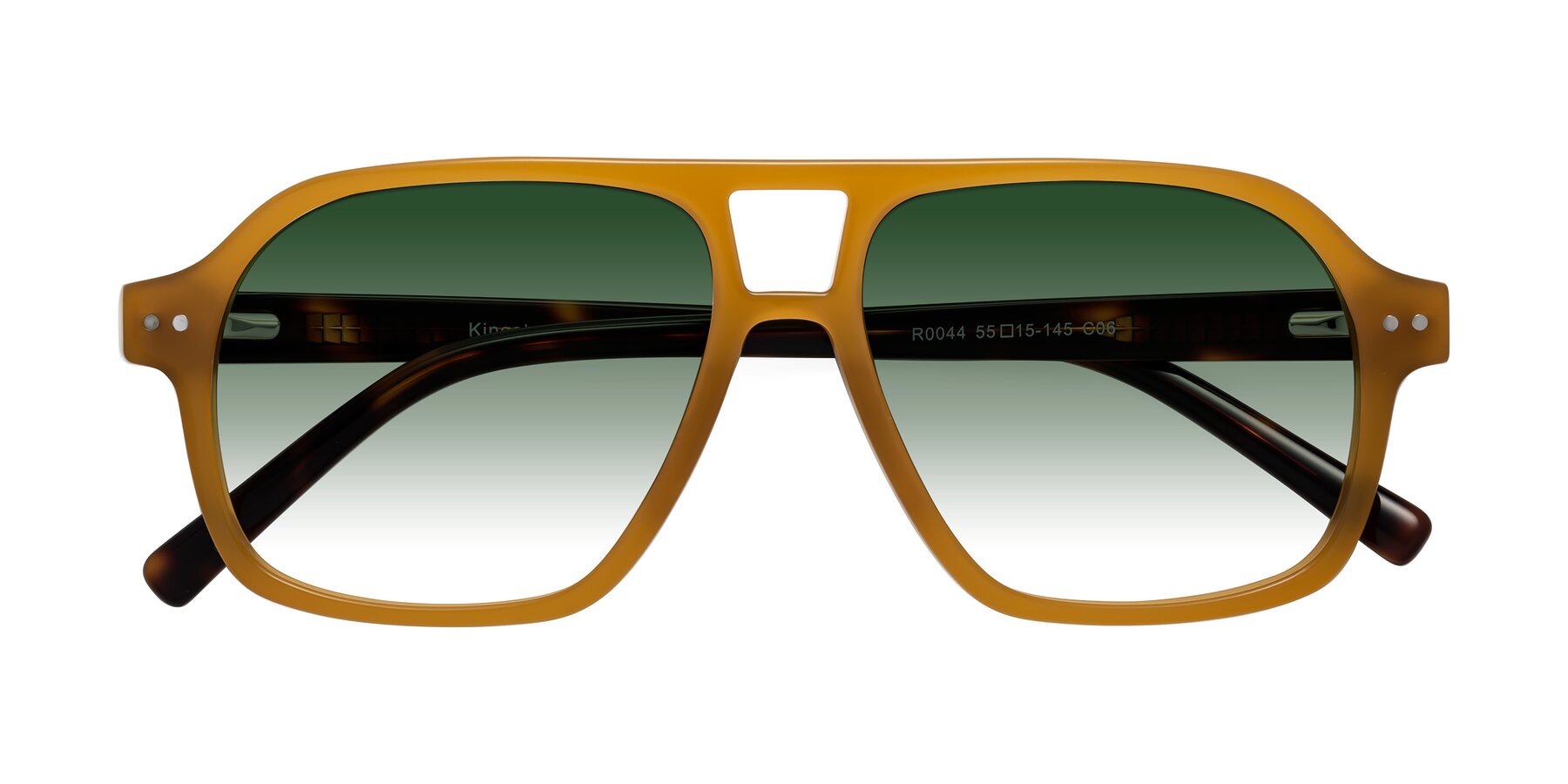 Folded Front of Kingston in Caramel-Tortoise with Green Gradient Lenses