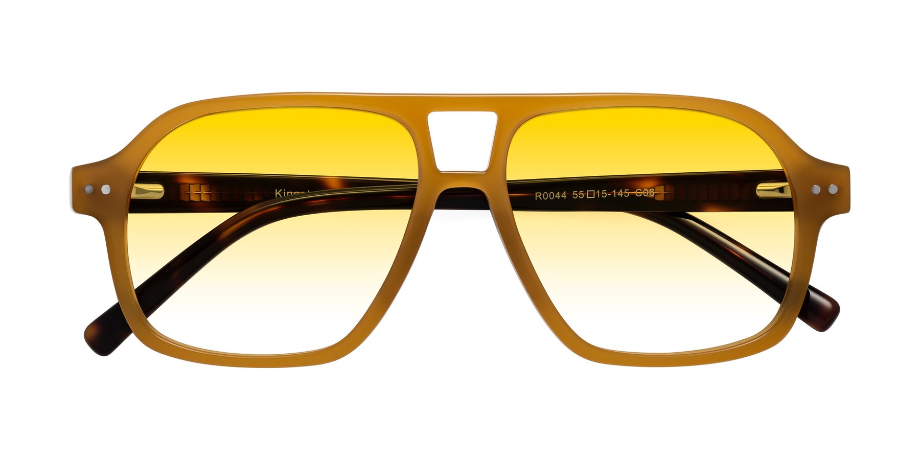 Folded Front of Kingston in Caramel-Tortoise with Yellow Gradient Lenses