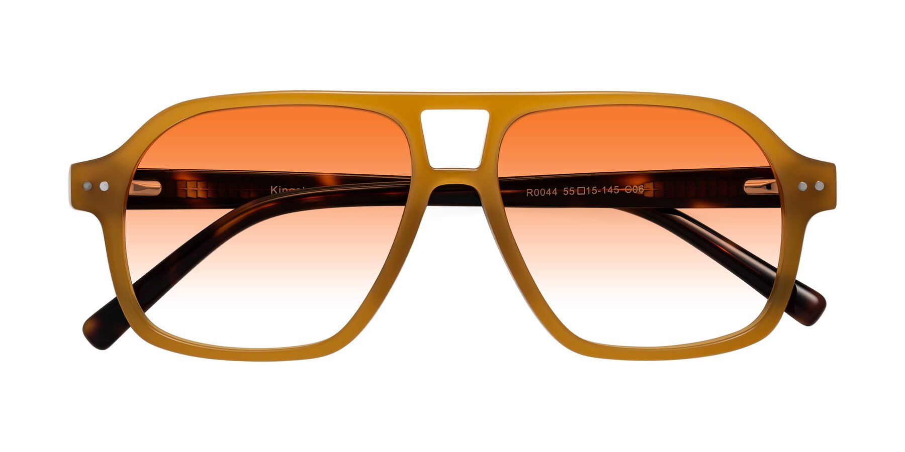 Folded Front of Kingston in Caramel-Tortoise with Orange Gradient Lenses