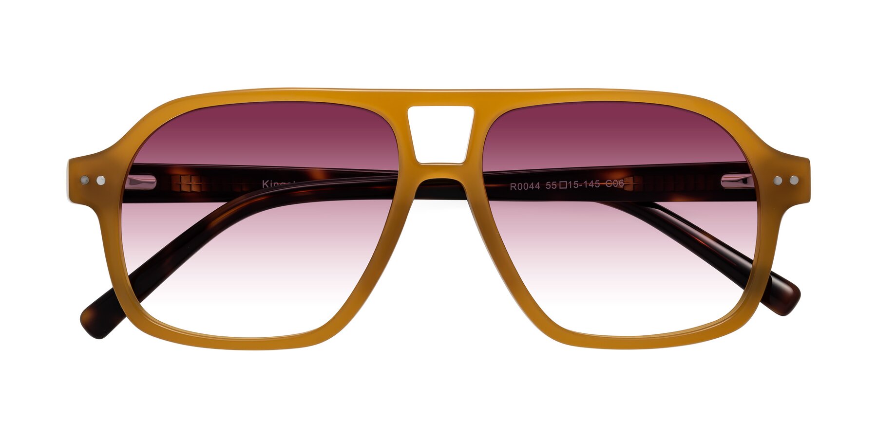 Folded Front of Kingston in Caramel-Tortoise with Wine Gradient Lenses