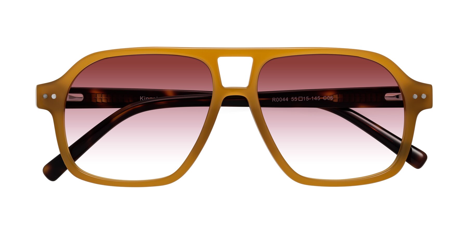 Folded Front of Kingston in Caramel-Tortoise with Garnet Gradient Lenses