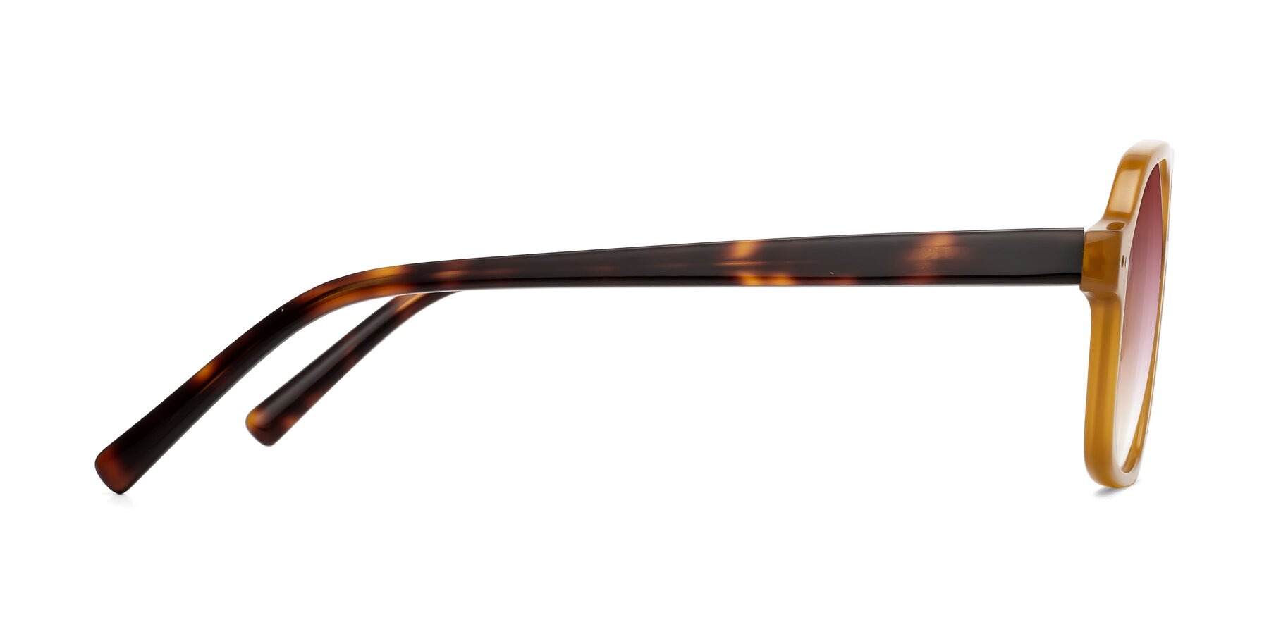 Side of Kingston in Caramel-Tortoise with Garnet Gradient Lenses