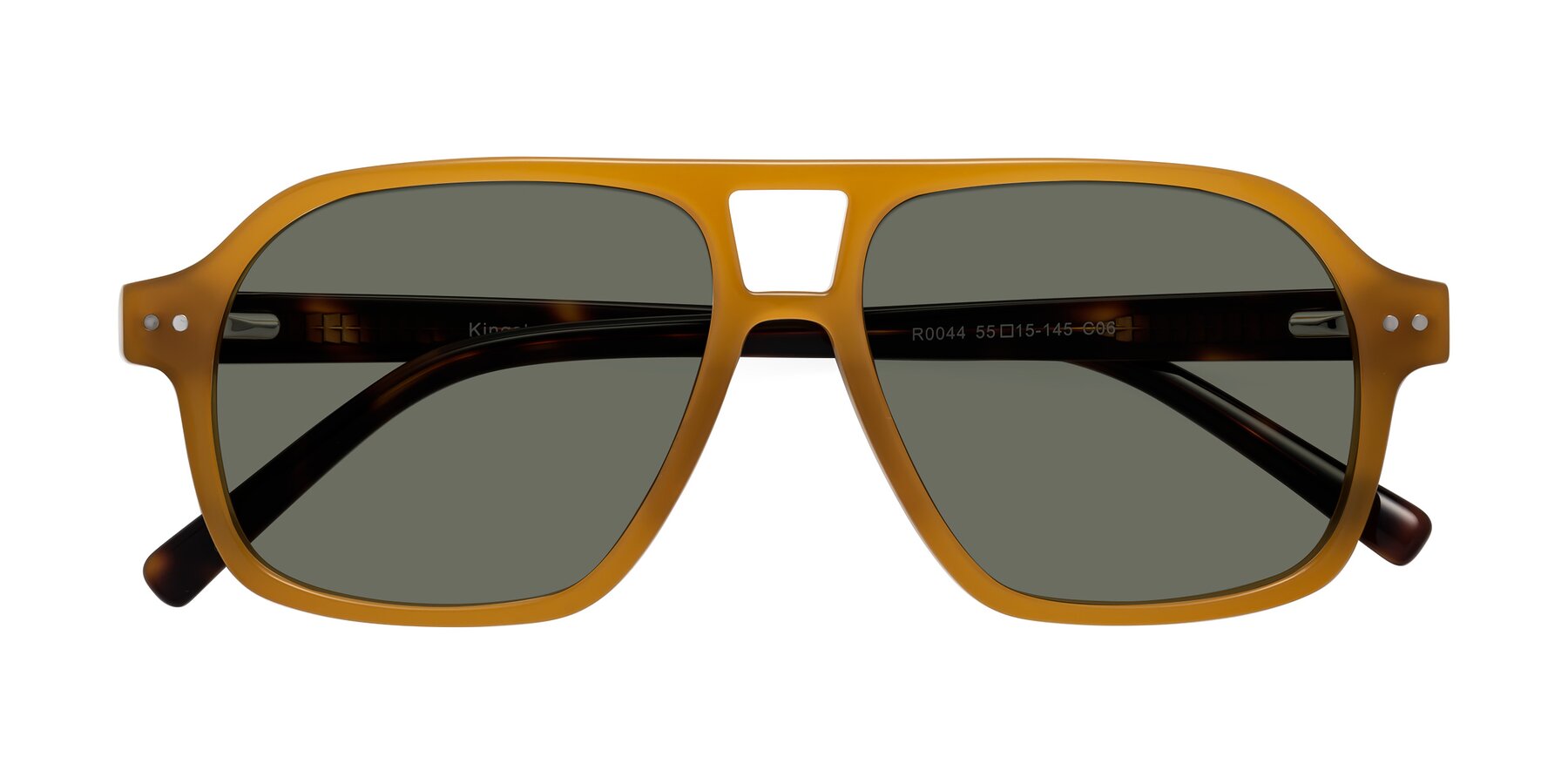 Folded Front of Kingston in Caramel-Tortoise with Gray Polarized Lenses