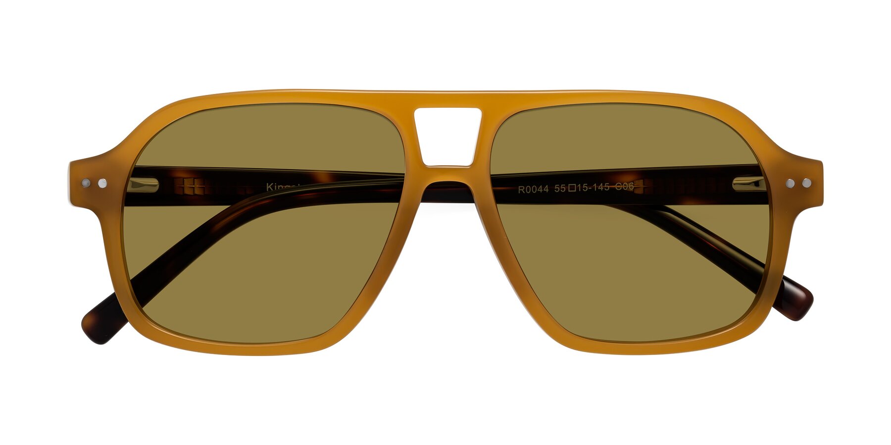 Folded Front of Kingston in Caramel-Tortoise with Brown Polarized Lenses