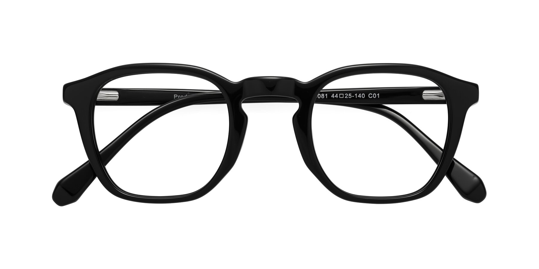 Folded Front of Producer in Black with Clear Reading Eyeglass Lenses