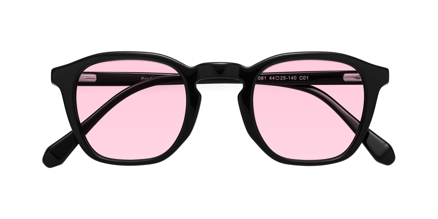 Folded Front of Producer in Black with Light Pink Tinted Lenses