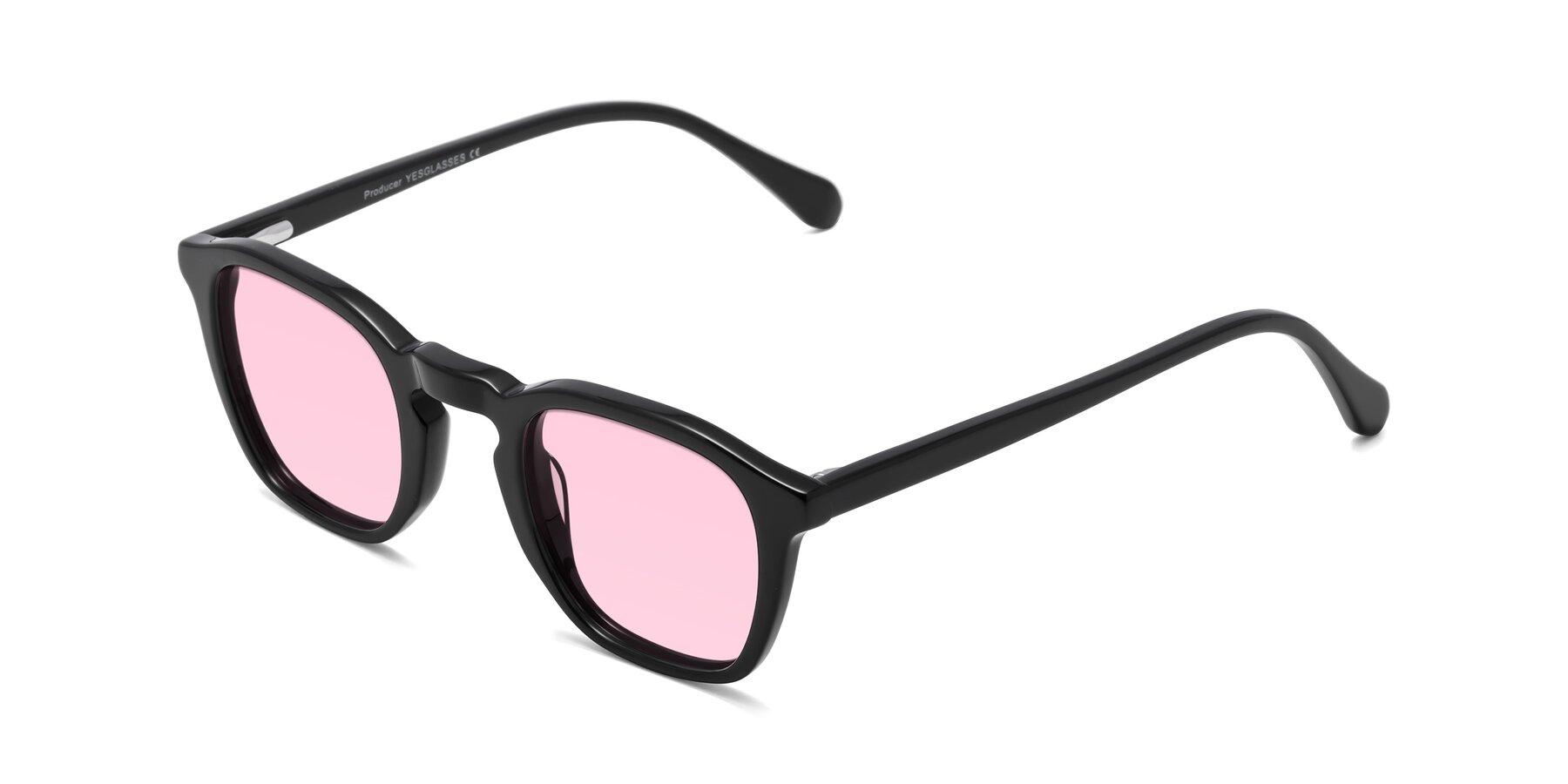 Angle of Producer in Black with Light Pink Tinted Lenses