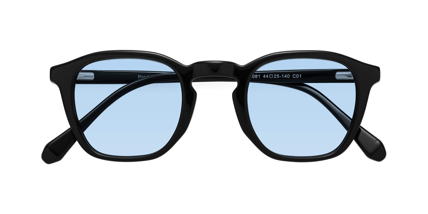 Folded Front of Producer in Black with Light Blue Tinted Lenses