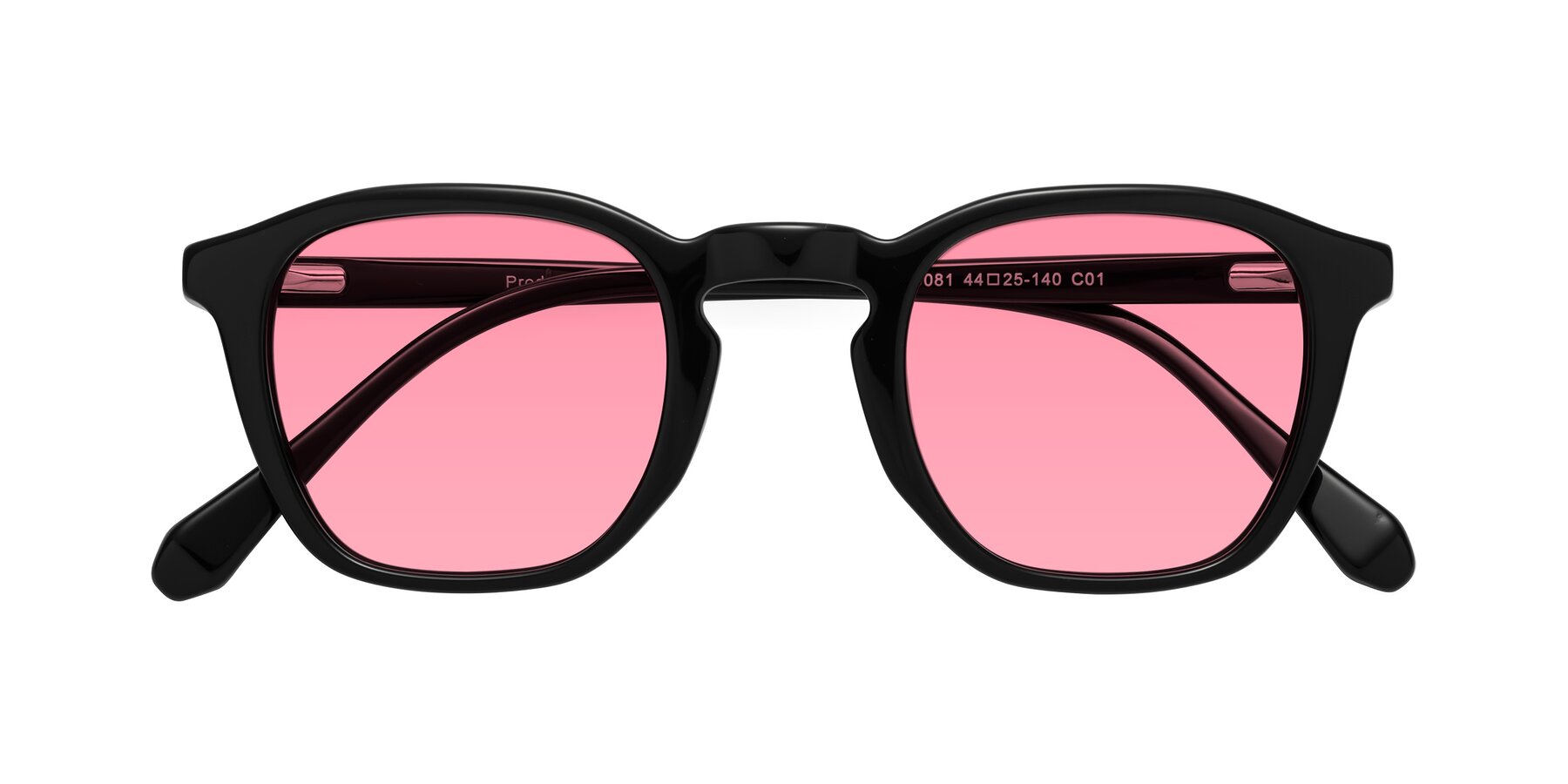 Folded Front of Producer in Black with Pink Tinted Lenses