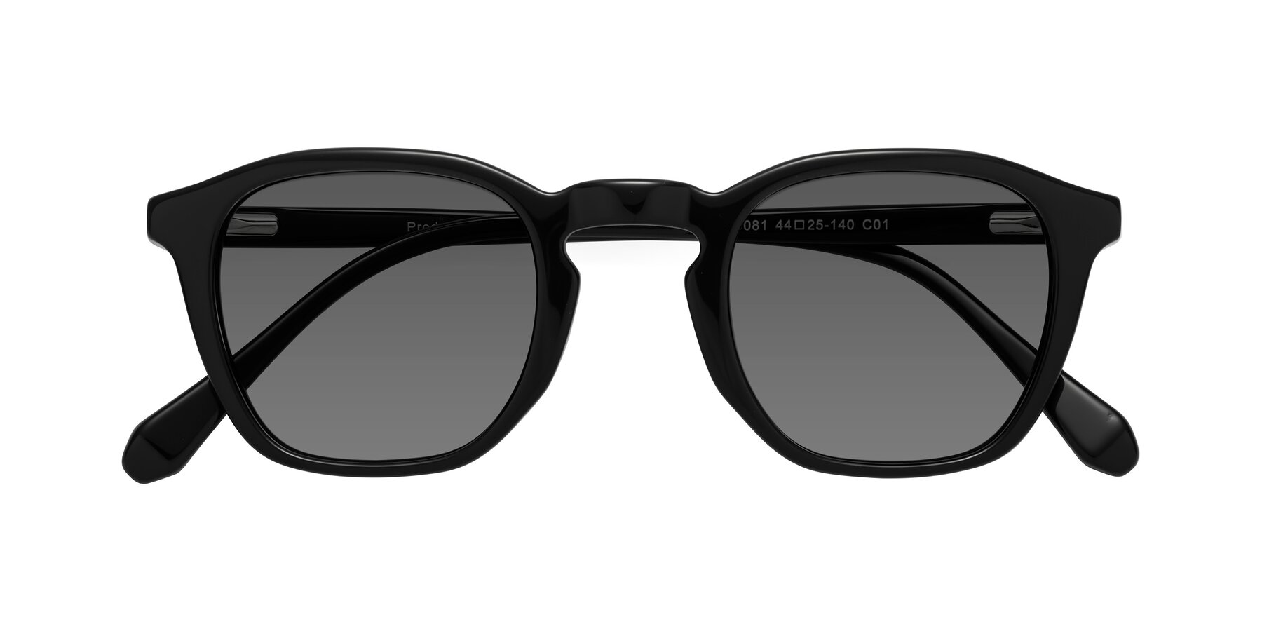 Folded Front of Producer in Black with Medium Gray Tinted Lenses